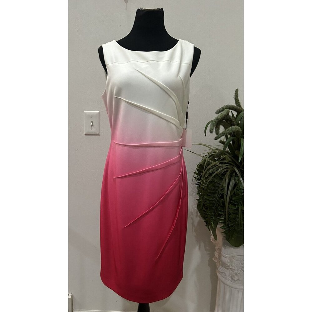 NWT Calvin Klein Pink Women's White‎ Ombre Pink Shift Dress Size 12